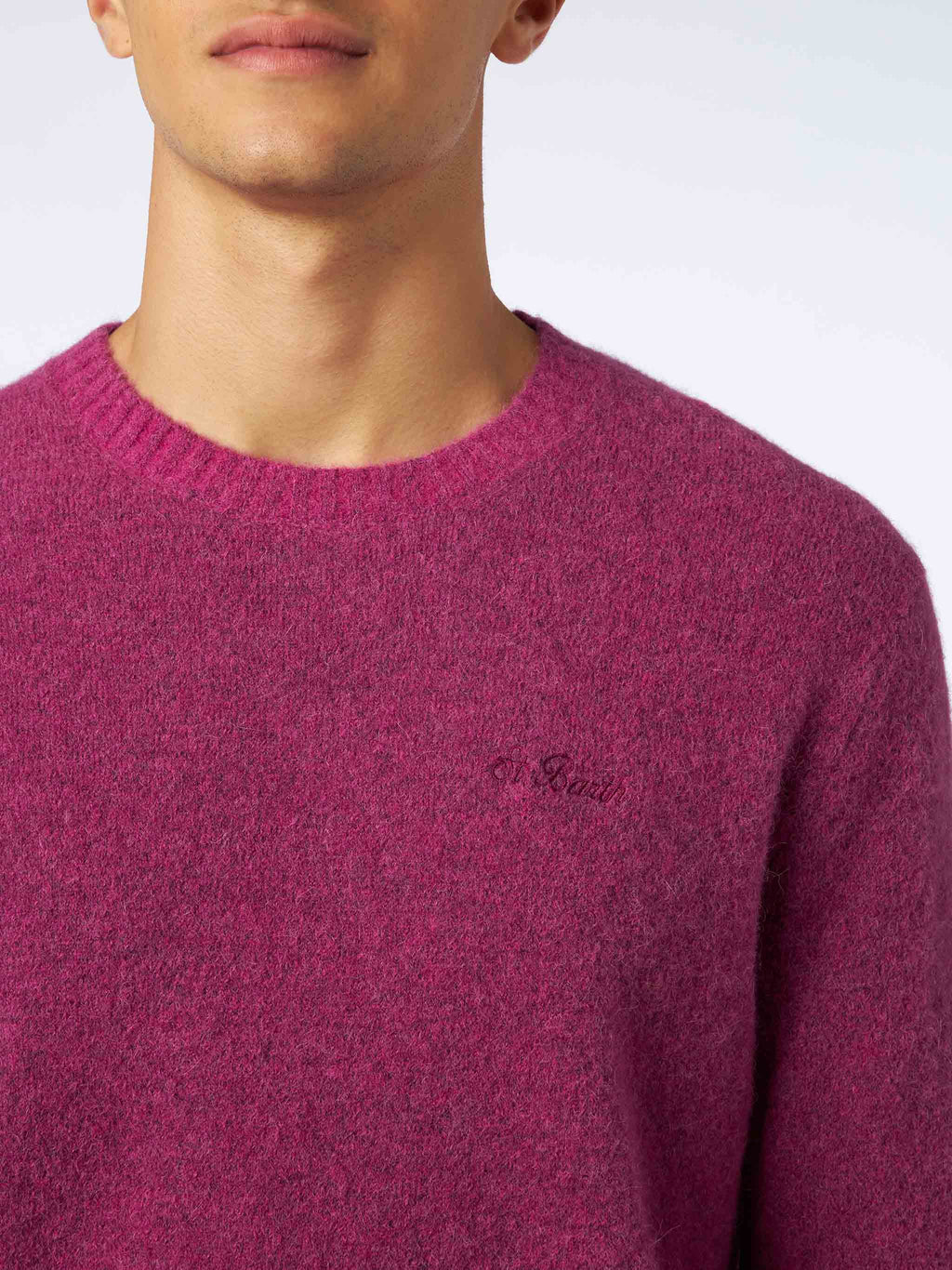 Maglia girocollo Heron fucsia con ricamo logo