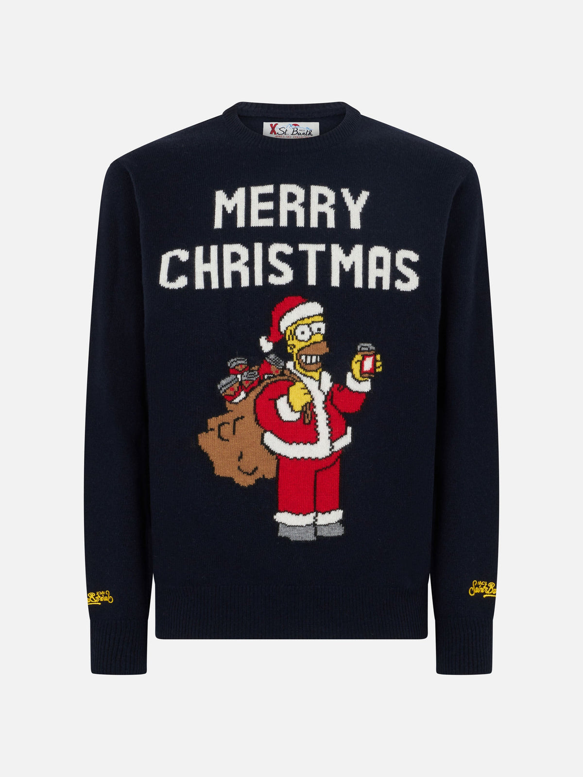 Maglia girocollo Heron blu navy con jacquard Homer Simpson | Special Edition