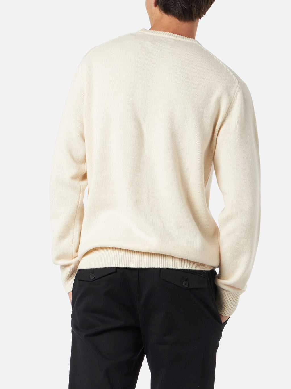 Maglia girocollo Heron bianco panna con ricamo natalizio
