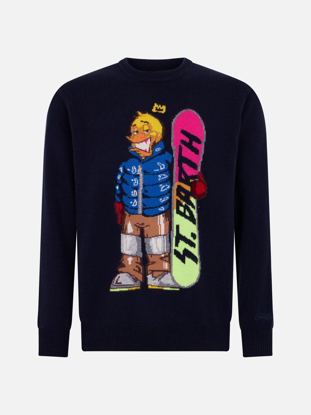 Maglia girocollo Heron verde con jacquard Crypto Ducky snowboard | Special Edition