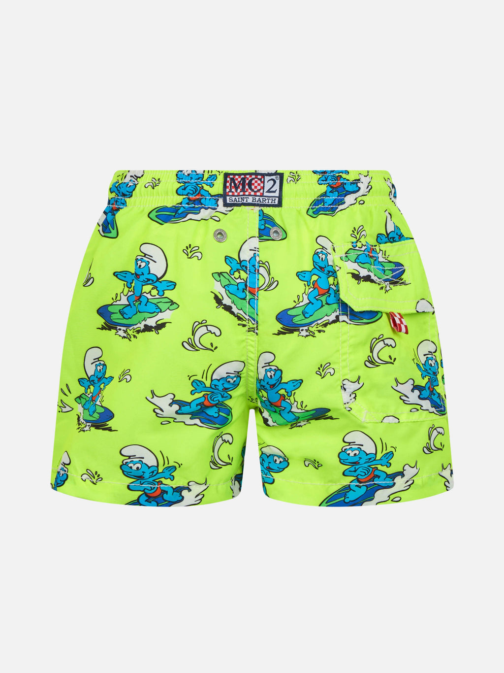 Costume mare Jean giallo fluo con stampa Puffi surf | Special Edition