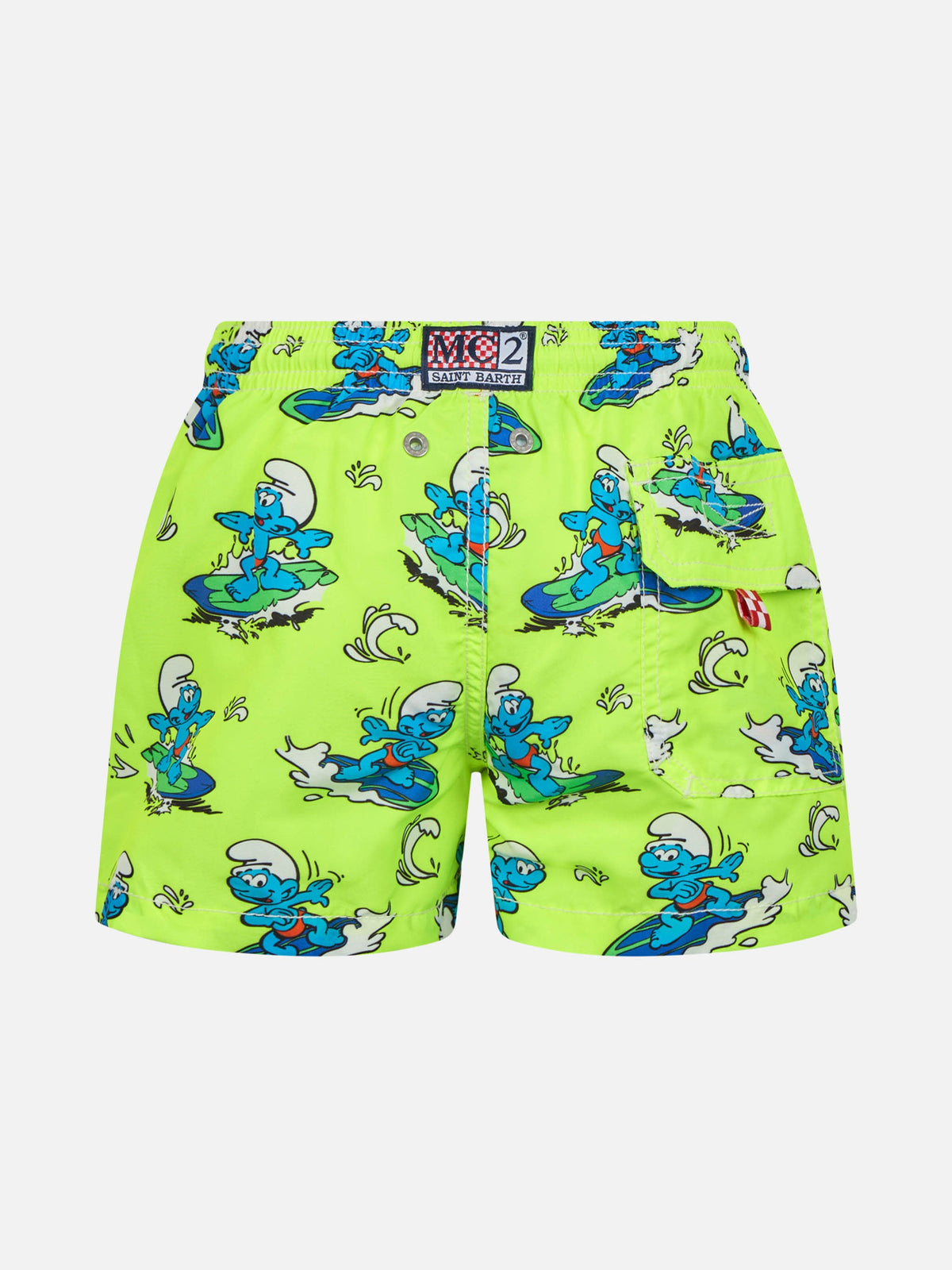 Costume mare Jean giallo fluo con stampa Puffi surf | Special Edition