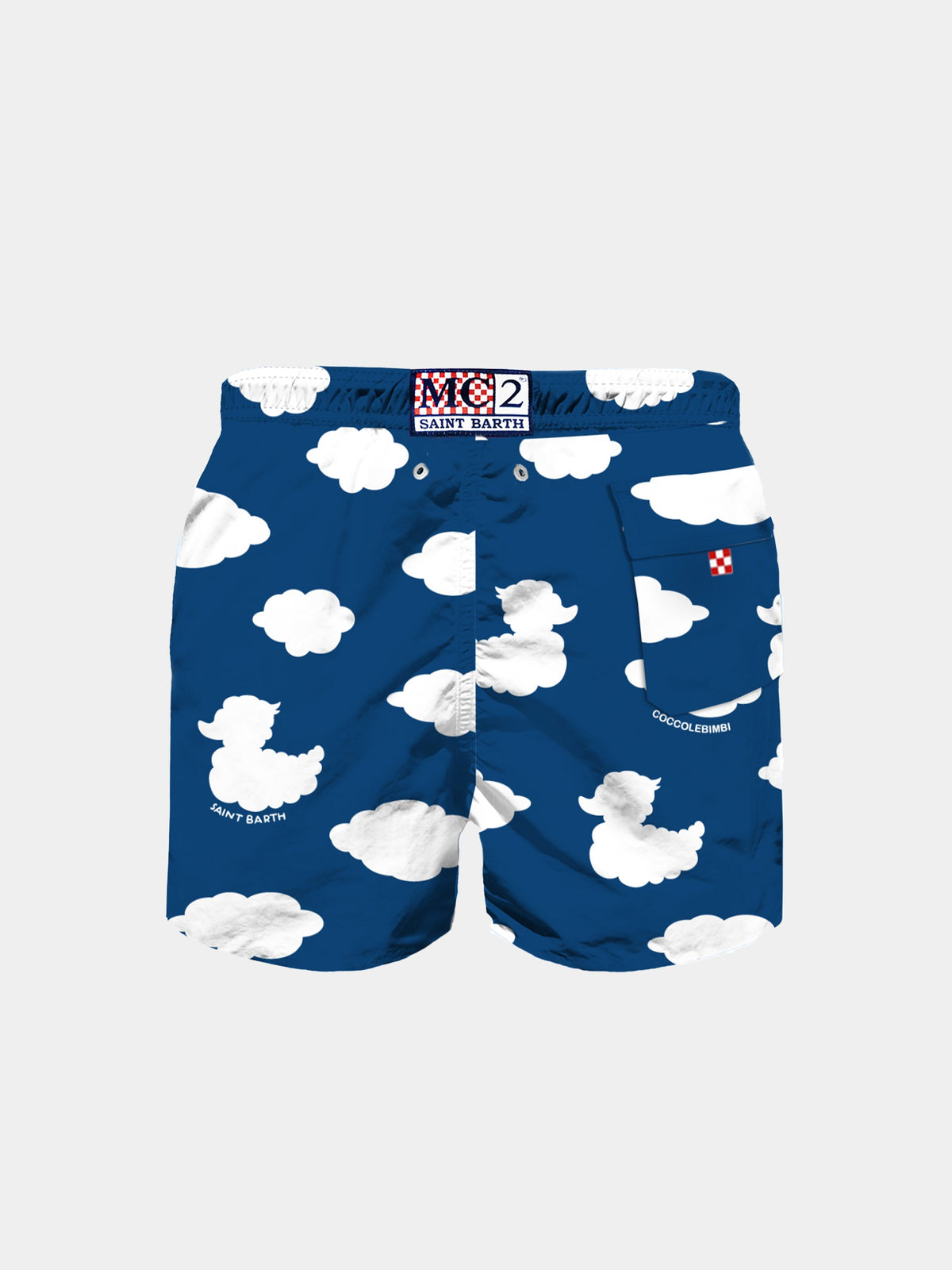 Costume mare Jean blu navy con stampa nuvole e ricamo Coccole e nuvole | Special Edition