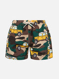 Costume mare Jean Lighting verde scuro con stampa fuoristrada militare