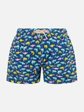 Costume mare Jean Lighting blu navy con stampa shark trouble