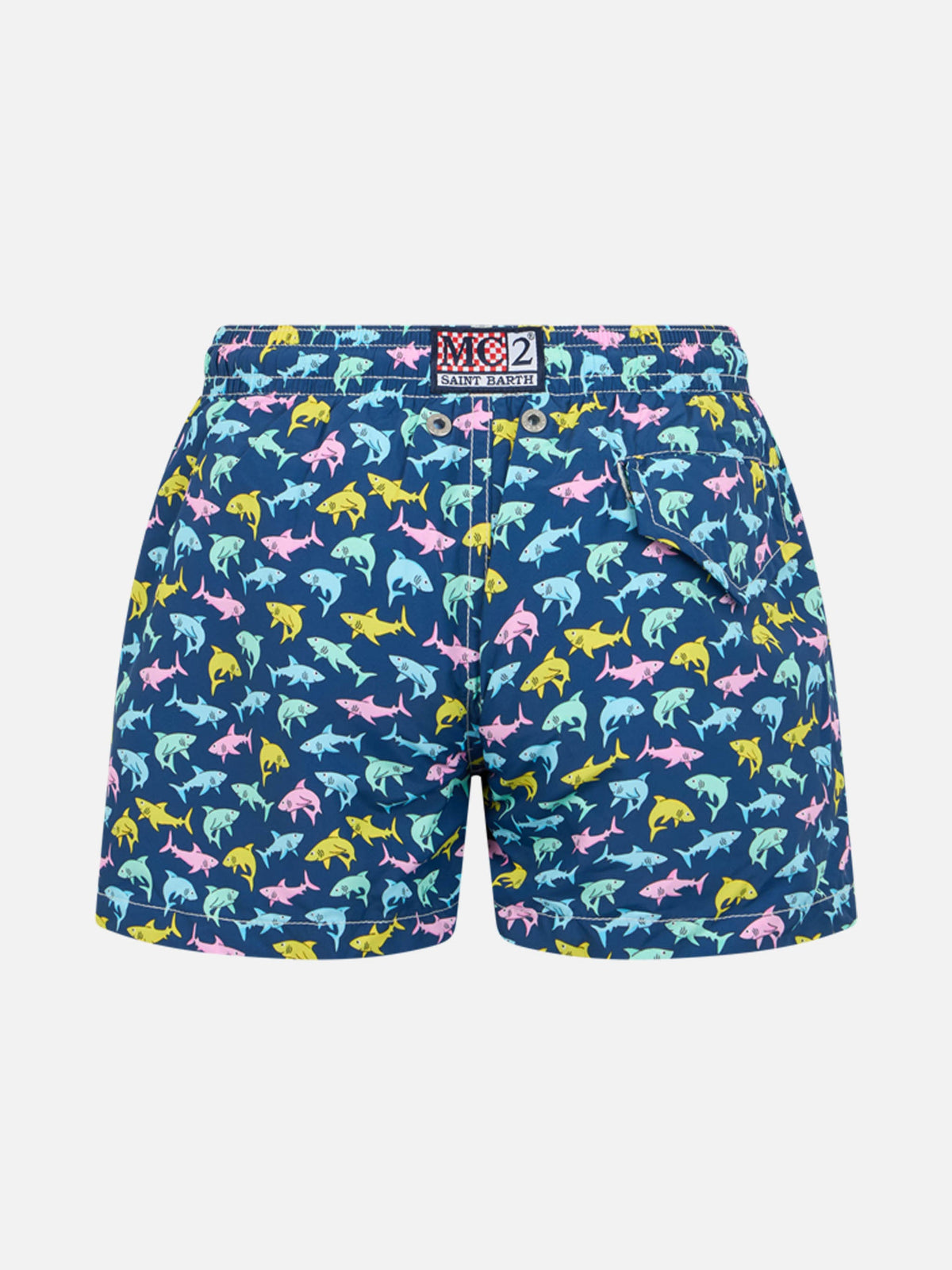 Costume mare Jean Lighting blu navy con stampa shark trouble