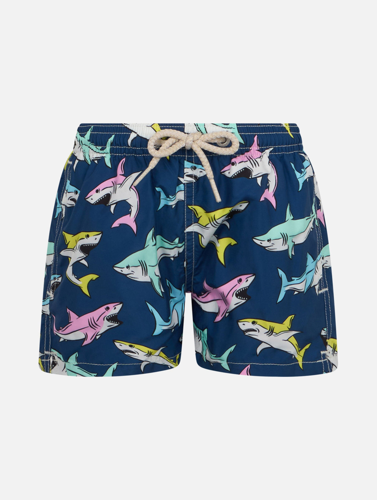 Costume mare Jean Lighting blu navy con stampa squali