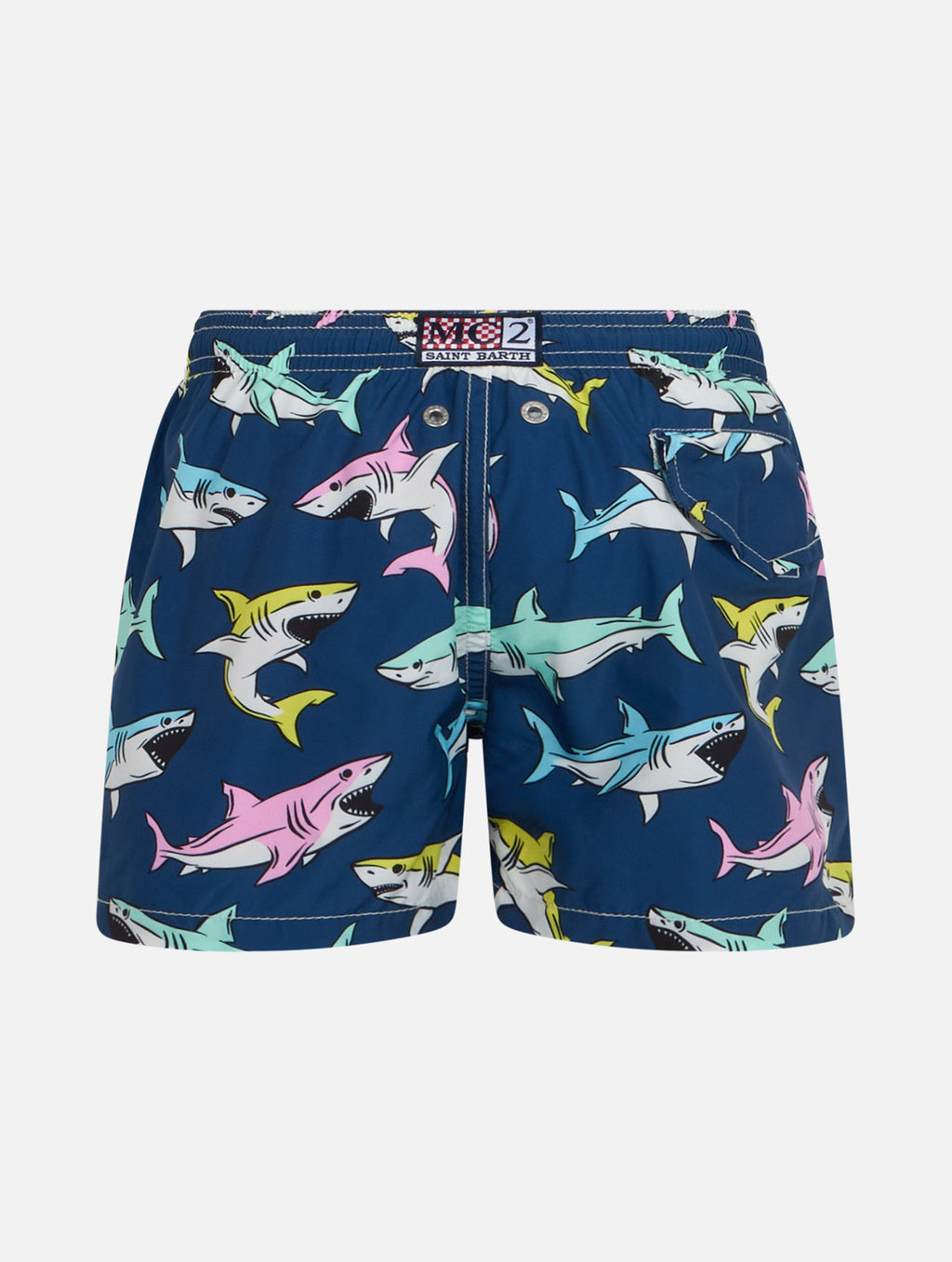 Costume mare Jean Lighting blu navy con stampa squali