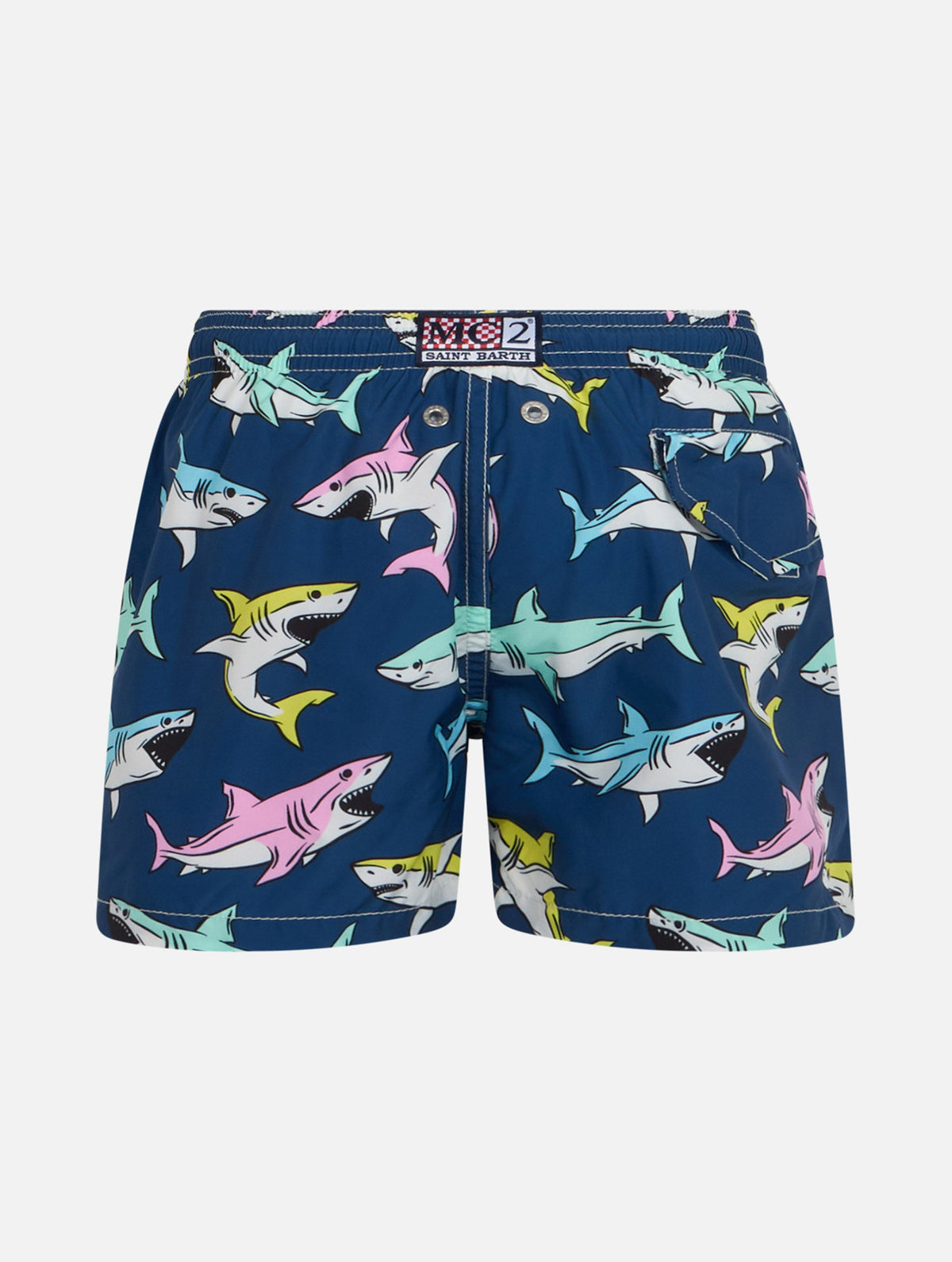 Costume mare Jean Lighting blu navy con stampa squali