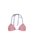 Top bikini a triangolo Leah rosa in lurex con profili a contrasto