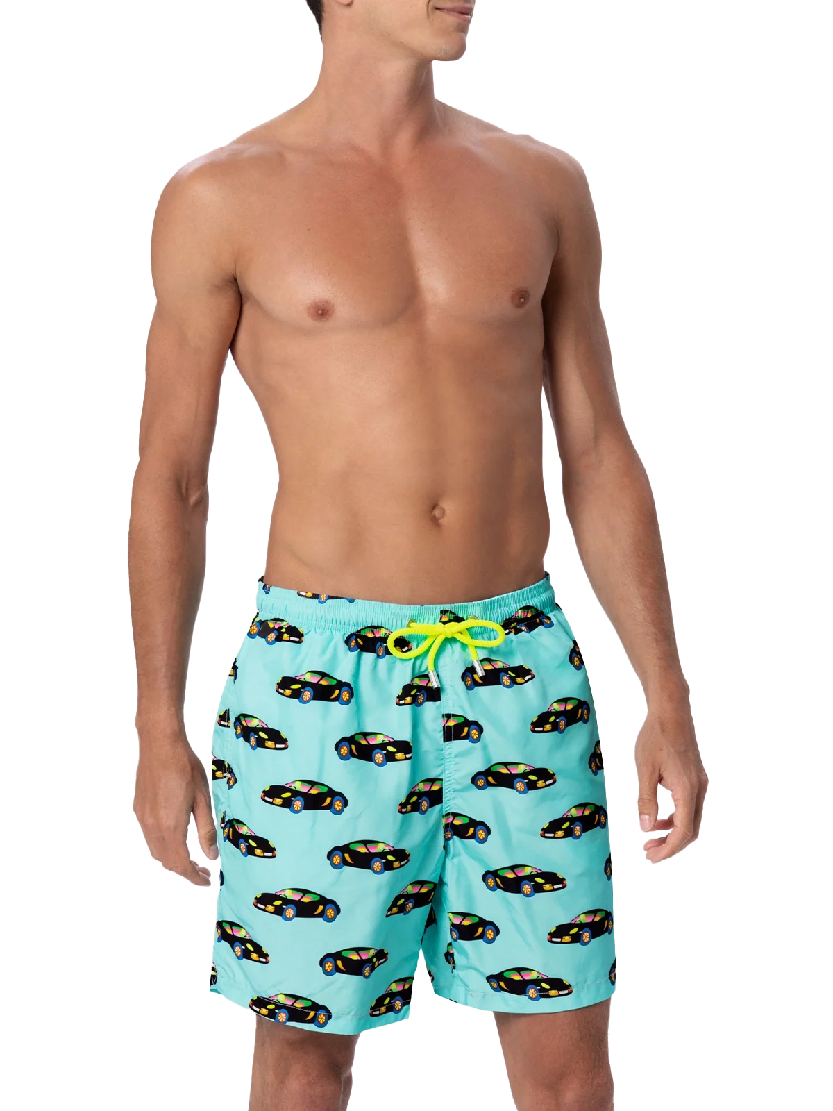 Costume mare Lighting con stampa auto su fondo verde acqua | Special Edition