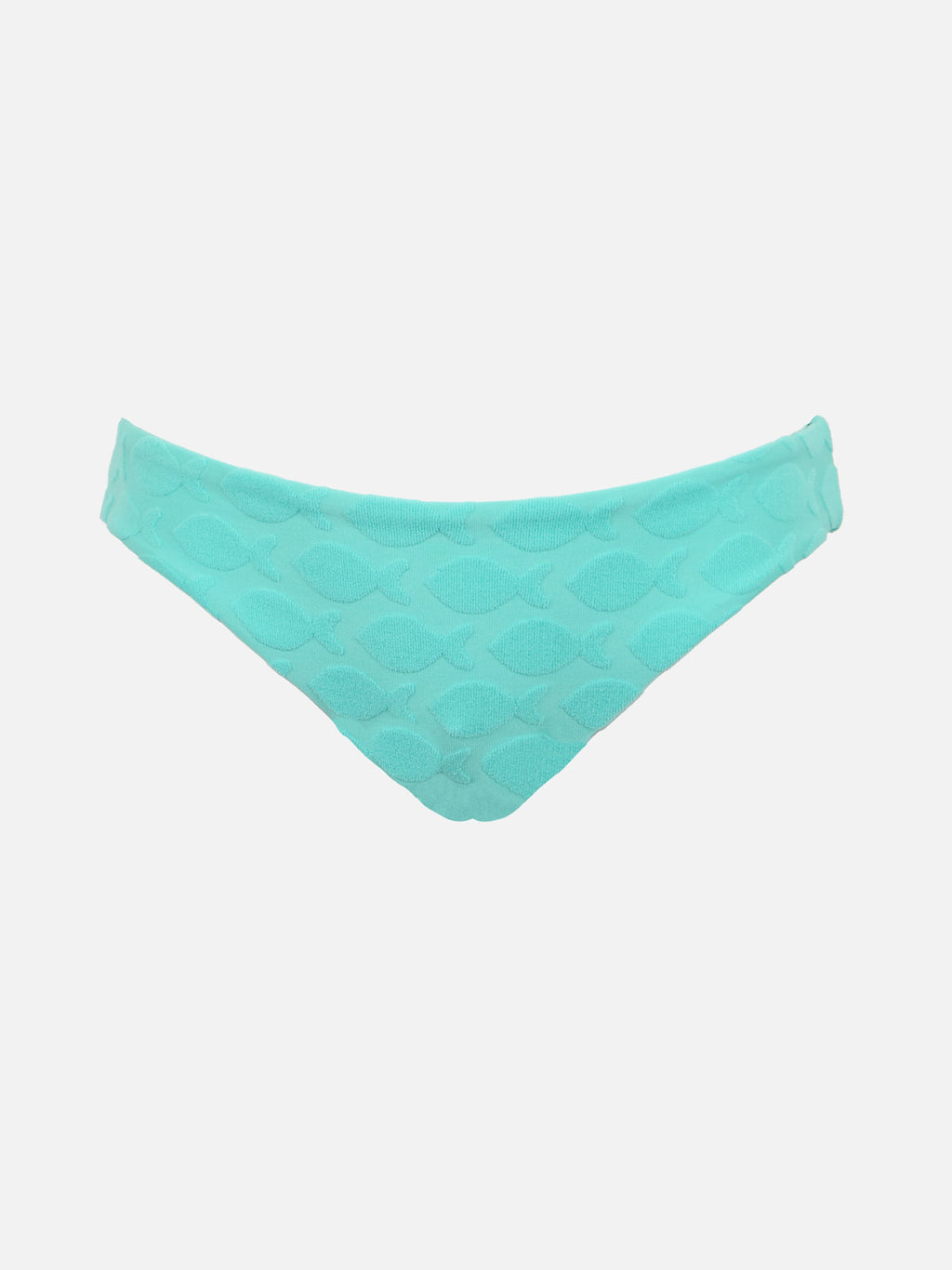 Slip mare Madame verde acqua con motivo pesci in rilievo