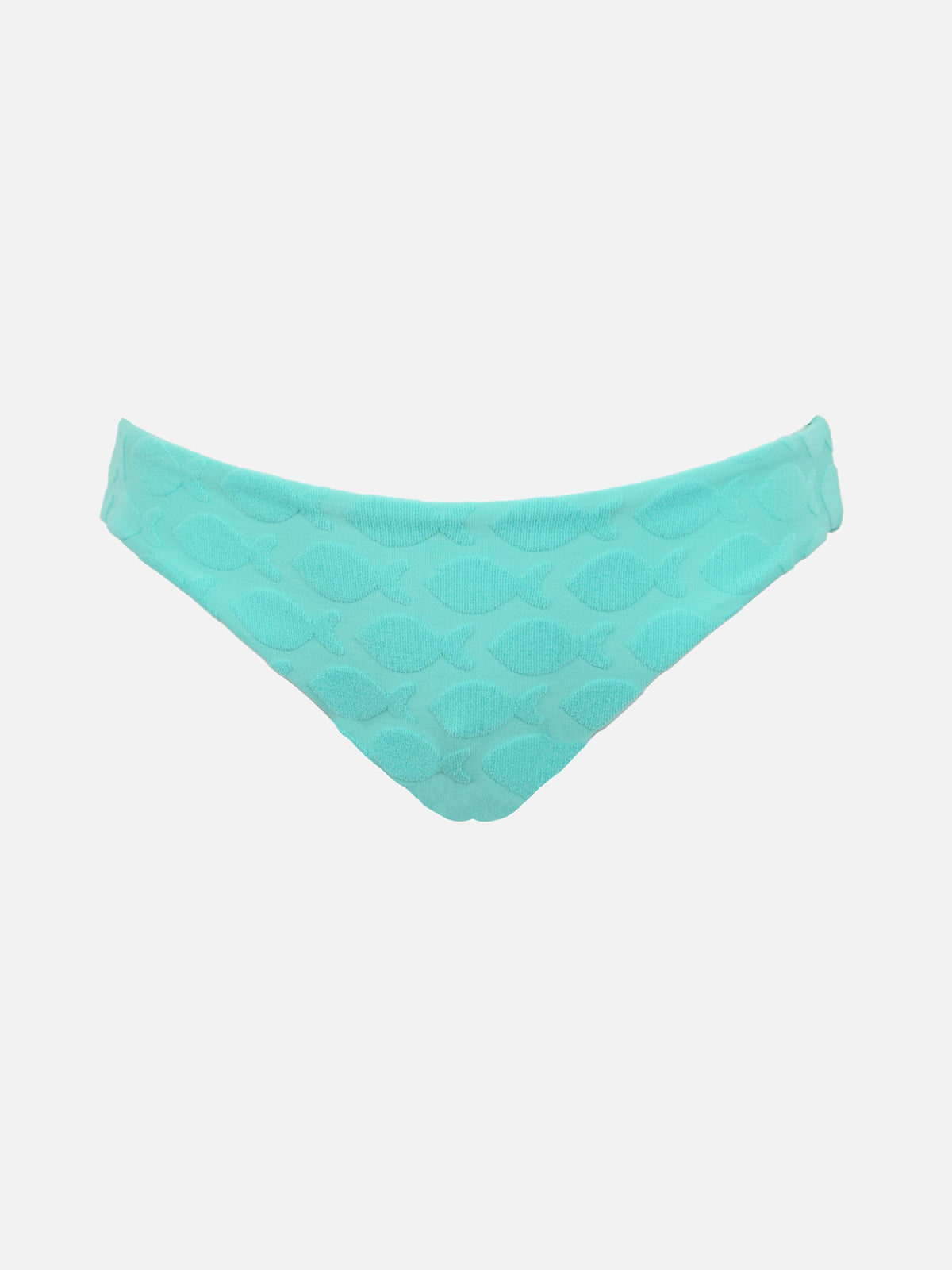 Slip mare Madame verde acqua con motivo pesci in rilievo