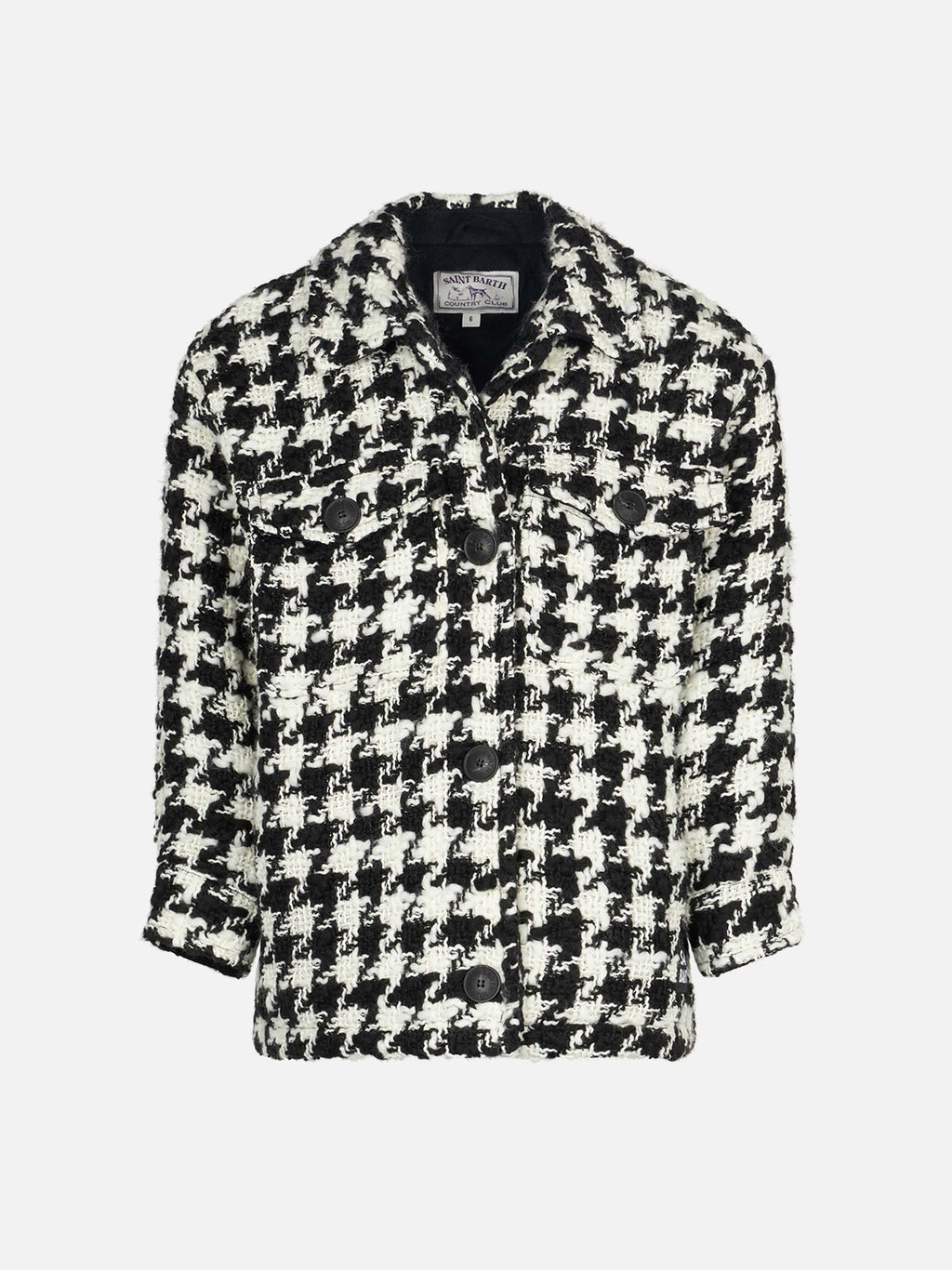 Overshirt Marceline Jr bianco e nero pied de poule