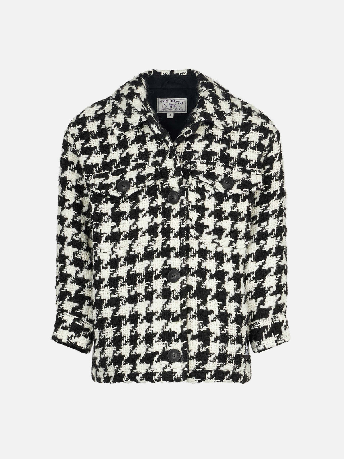 Overshirt Marceline Jr bianco e nero pied de poule
