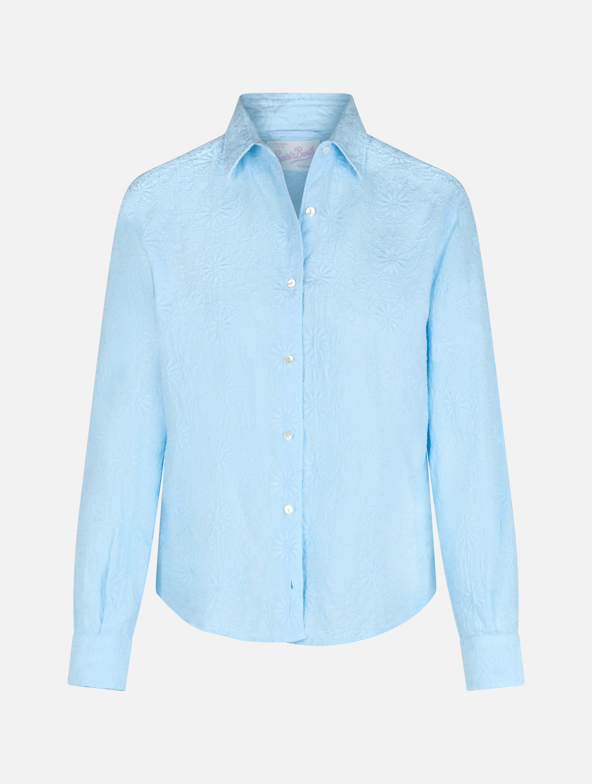 Camicia Meredith azzurra in lino con ricamo sangallo product image 4