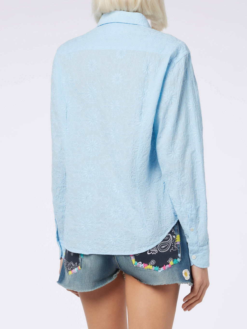 Camicia Meredith azzurra in lino con ricamo sangallo product image 3