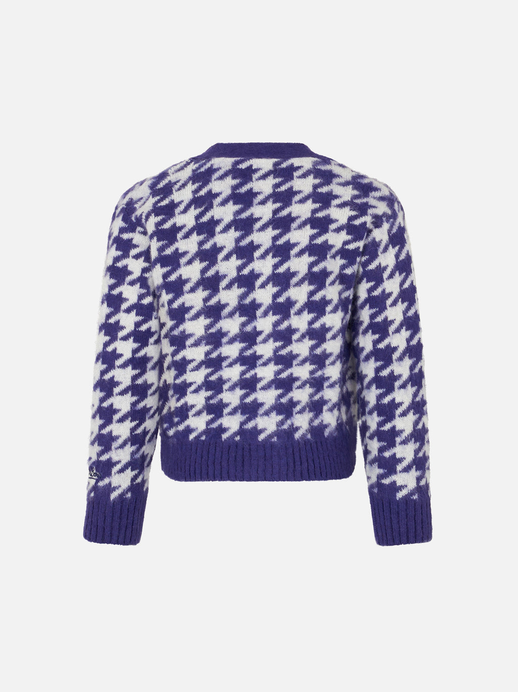 Cardigan corto Megeve Jr viola con motivo pied de poule