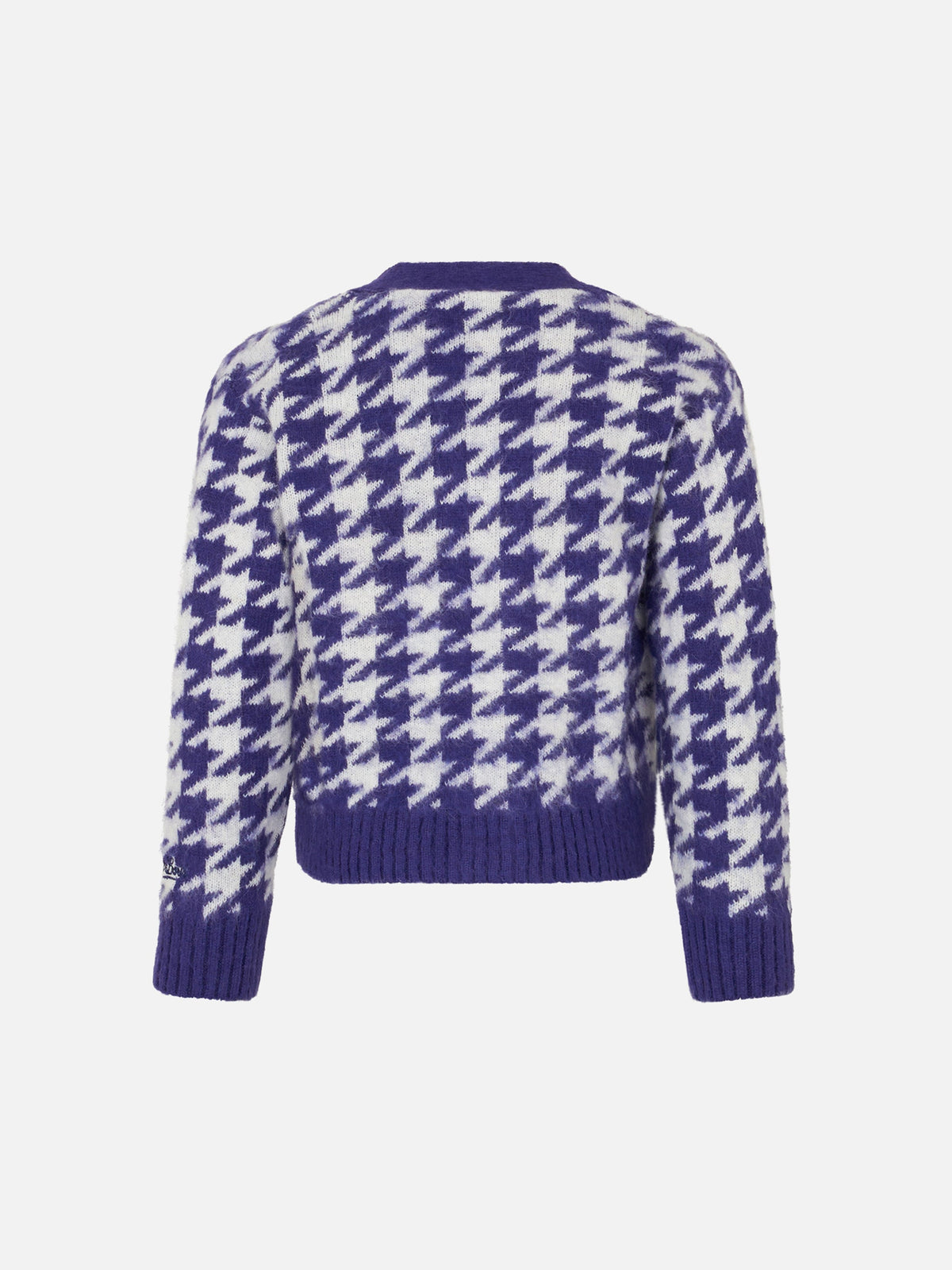 Cardigan corto Megeve Jr viola con motivo pied de poule