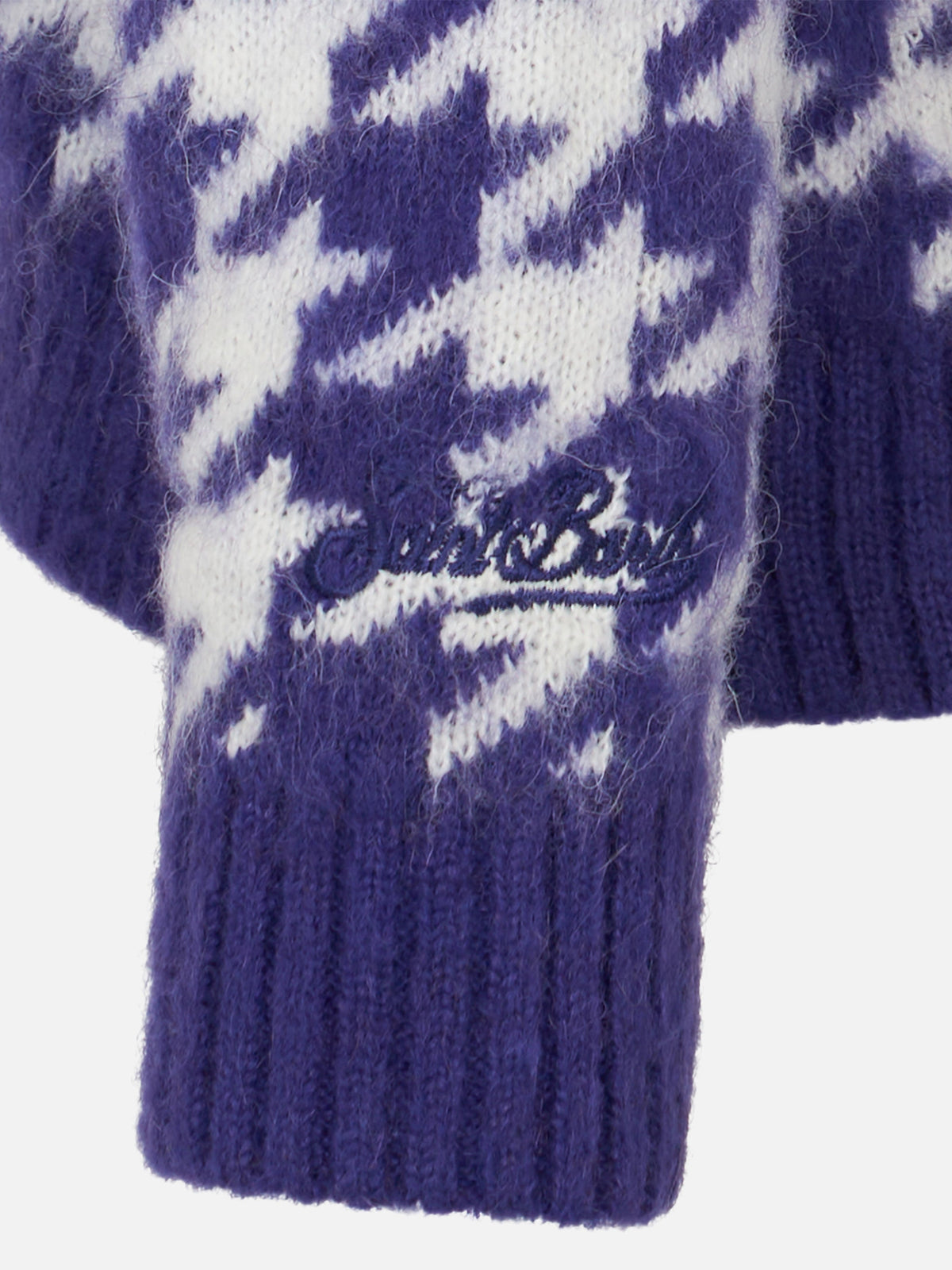 Cardigan corto Megeve Jr viola con motivo pied de poule