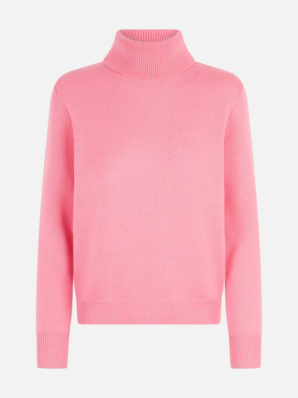 Maglia dolcevita Moody rosa in lana d’agnello