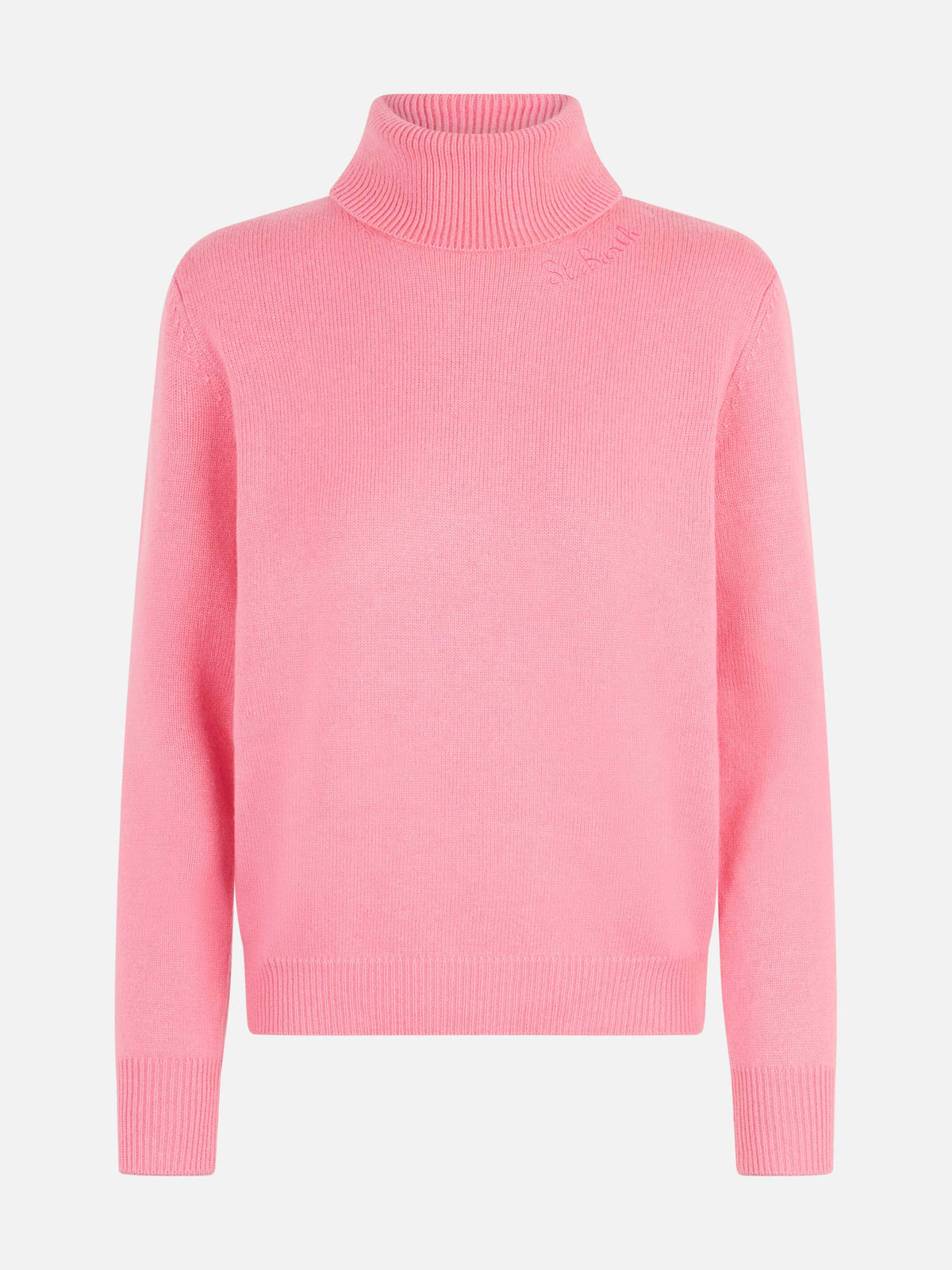 Maglia dolcevita Moody rosa in lana d’agnello