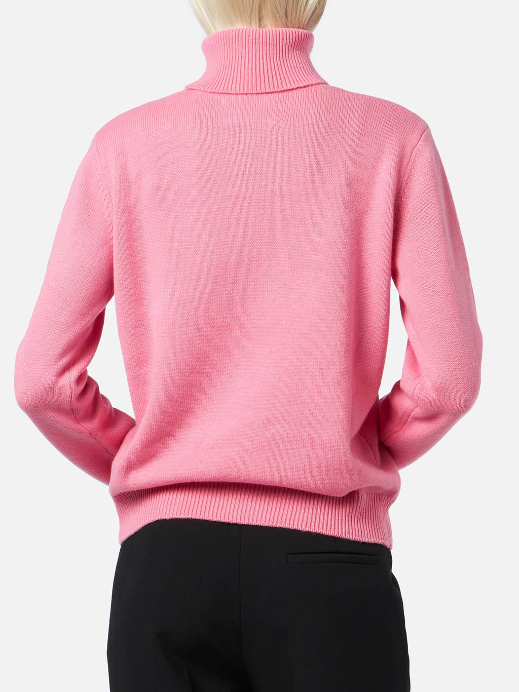 Maglia dolcevita Moody rosa in lana d’agnello