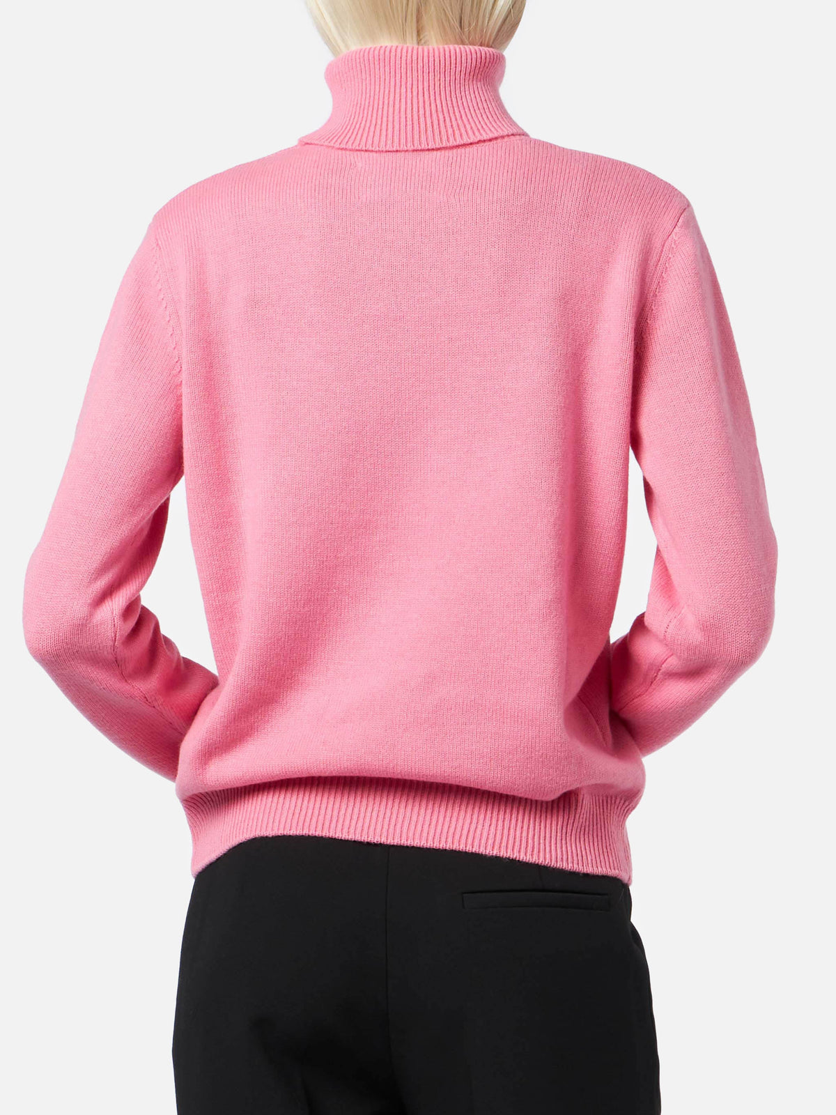 Maglia dolcevita Moody rosa in lana d’agnello