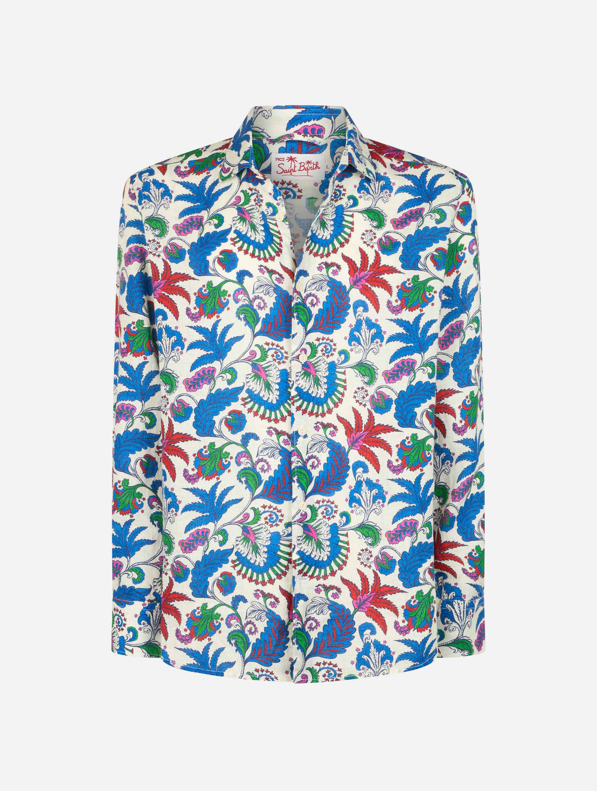 Camicia Pamplona bianco panna in lino con stampa floreale product image 4