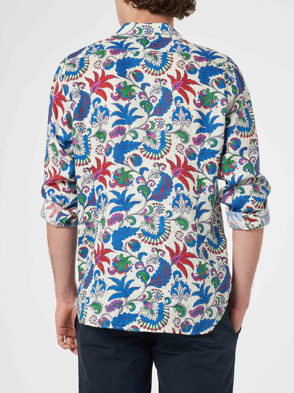 Camicia Pamplona bianco panna in lino con stampa floreale product image 2