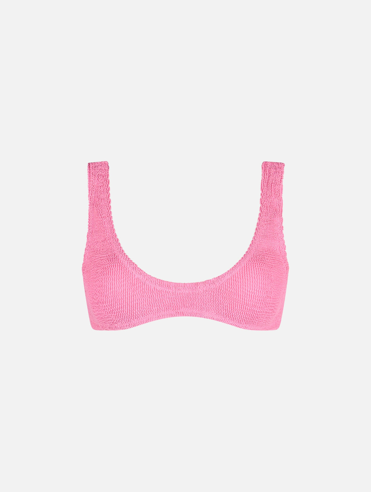 Top bikini bralette Pamy rosa in tessuto crinkle