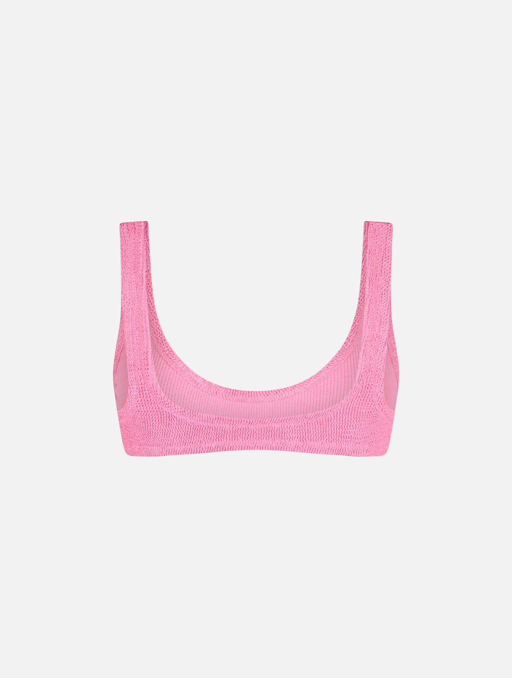 Top bikini bralette Pamy rosa in tessuto crinkle