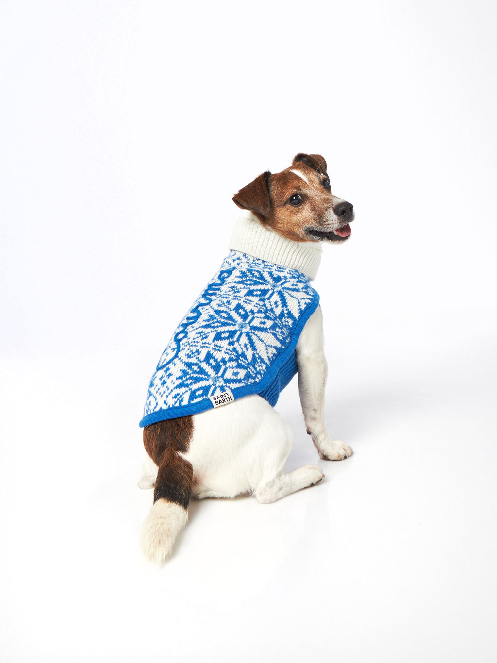 Maglione per cani Pulldoger bianco e bluette con ricamo Courma