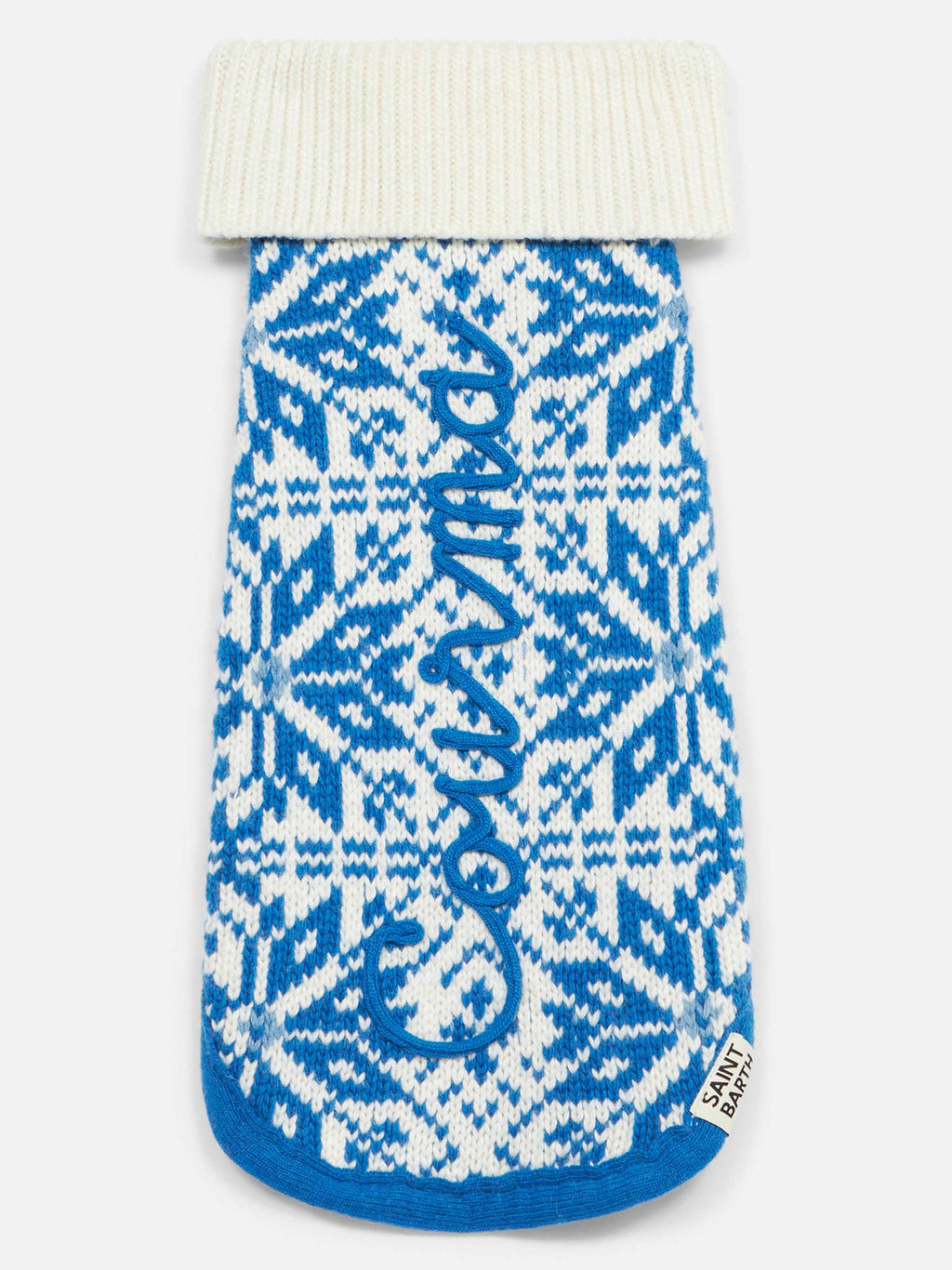 Maglione per cani Pulldoger bianco e bluette con ricamo Courma