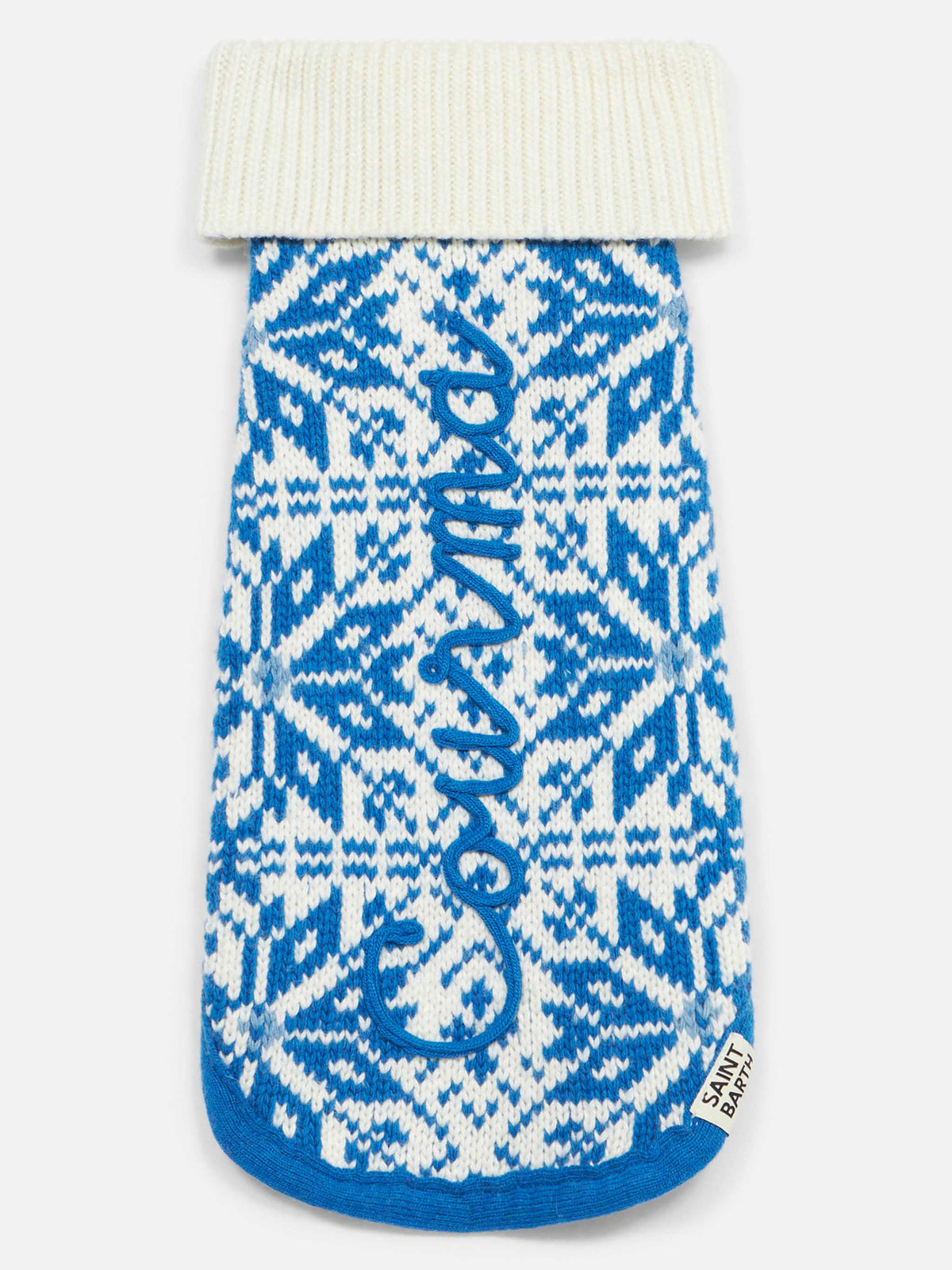 Maglione per cani Pulldoger bianco e bluette con ricamo Courma