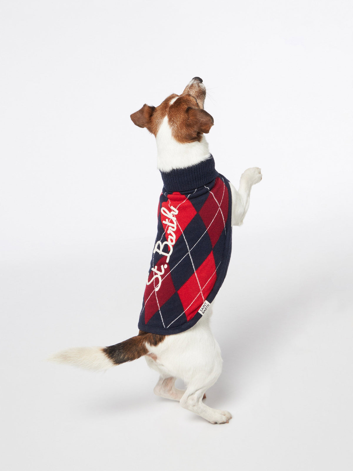 Maglione per cani Pulldoger con motivo argyle e ricamo logo