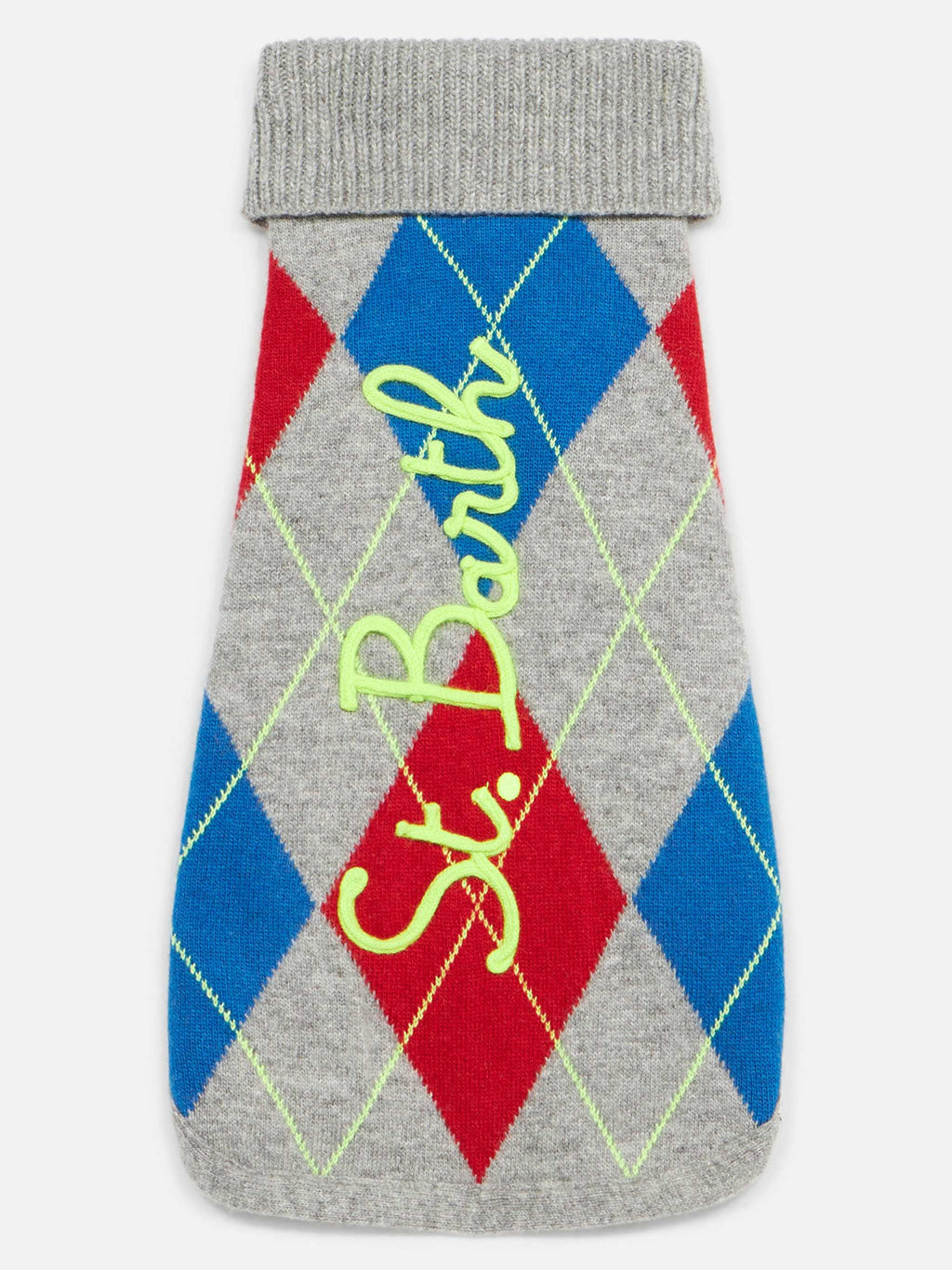 Maglione per cani Pulldoger grigio chiaro melange con motivo argyle