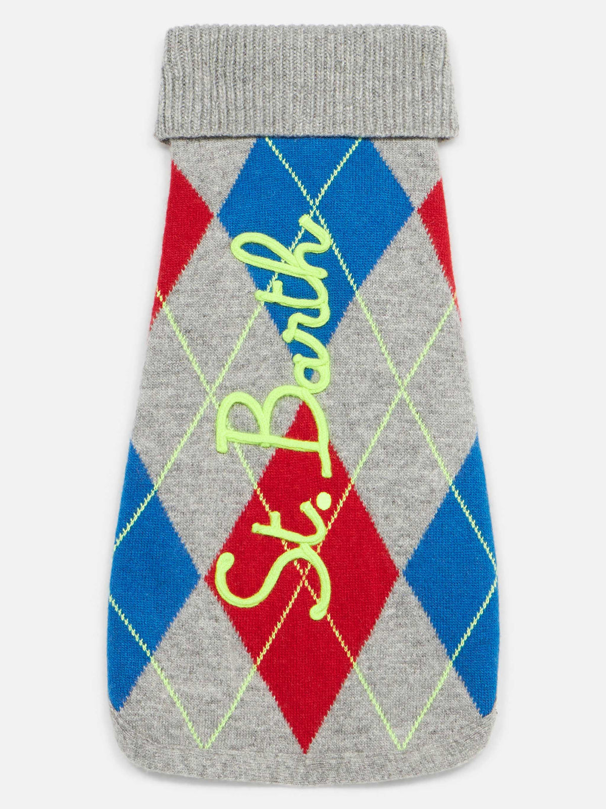 Maglione per cani Pulldoger grigio chiaro melange con motivo argyle