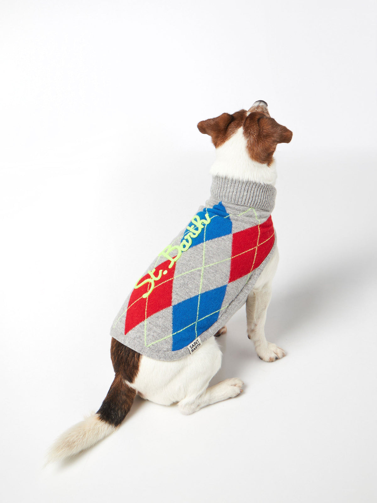 Maglione per cani Pulldoger grigio chiaro melange con motivo argyle