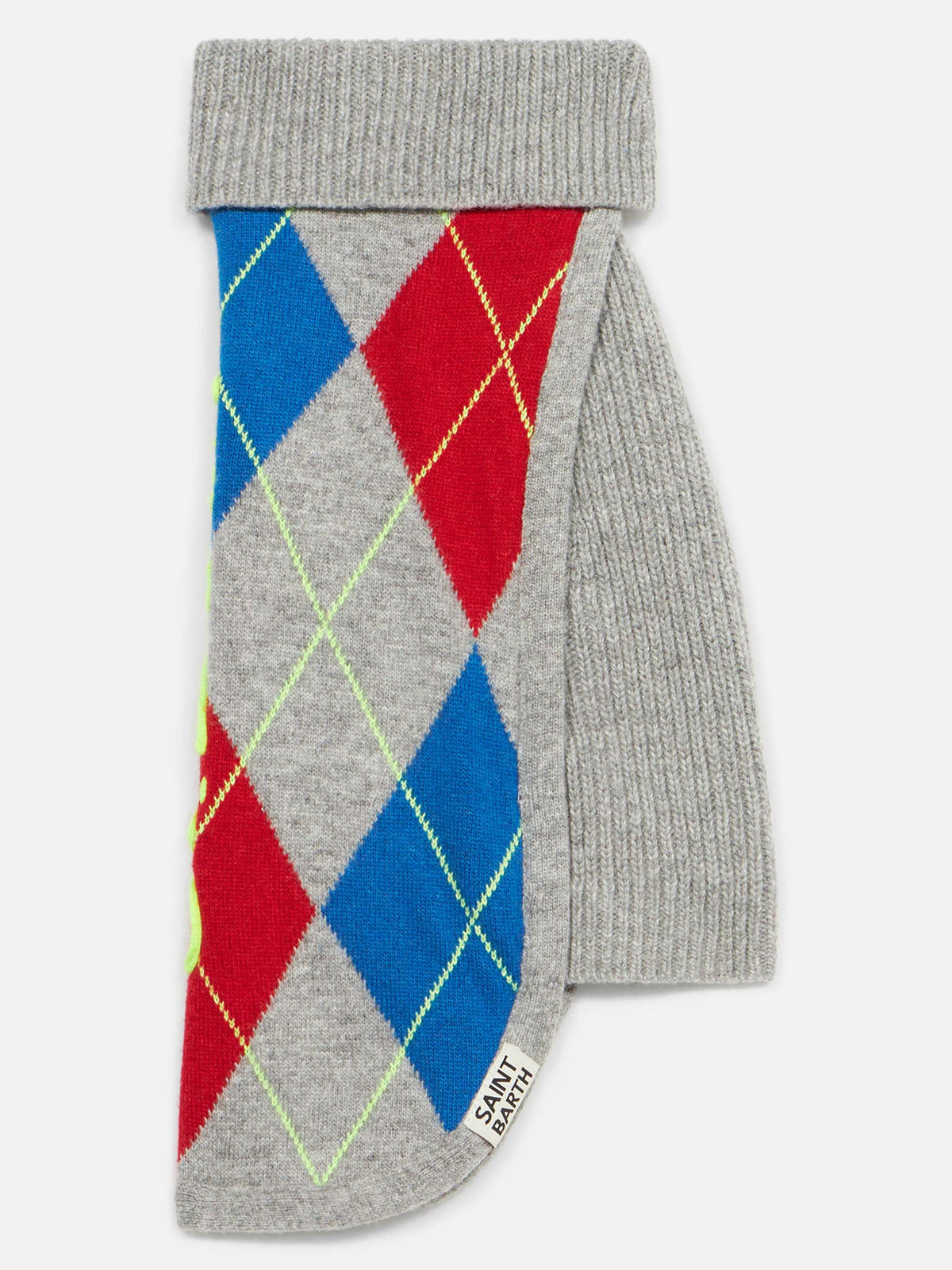 Maglione per cani Pulldoger grigio chiaro melange con motivo argyle