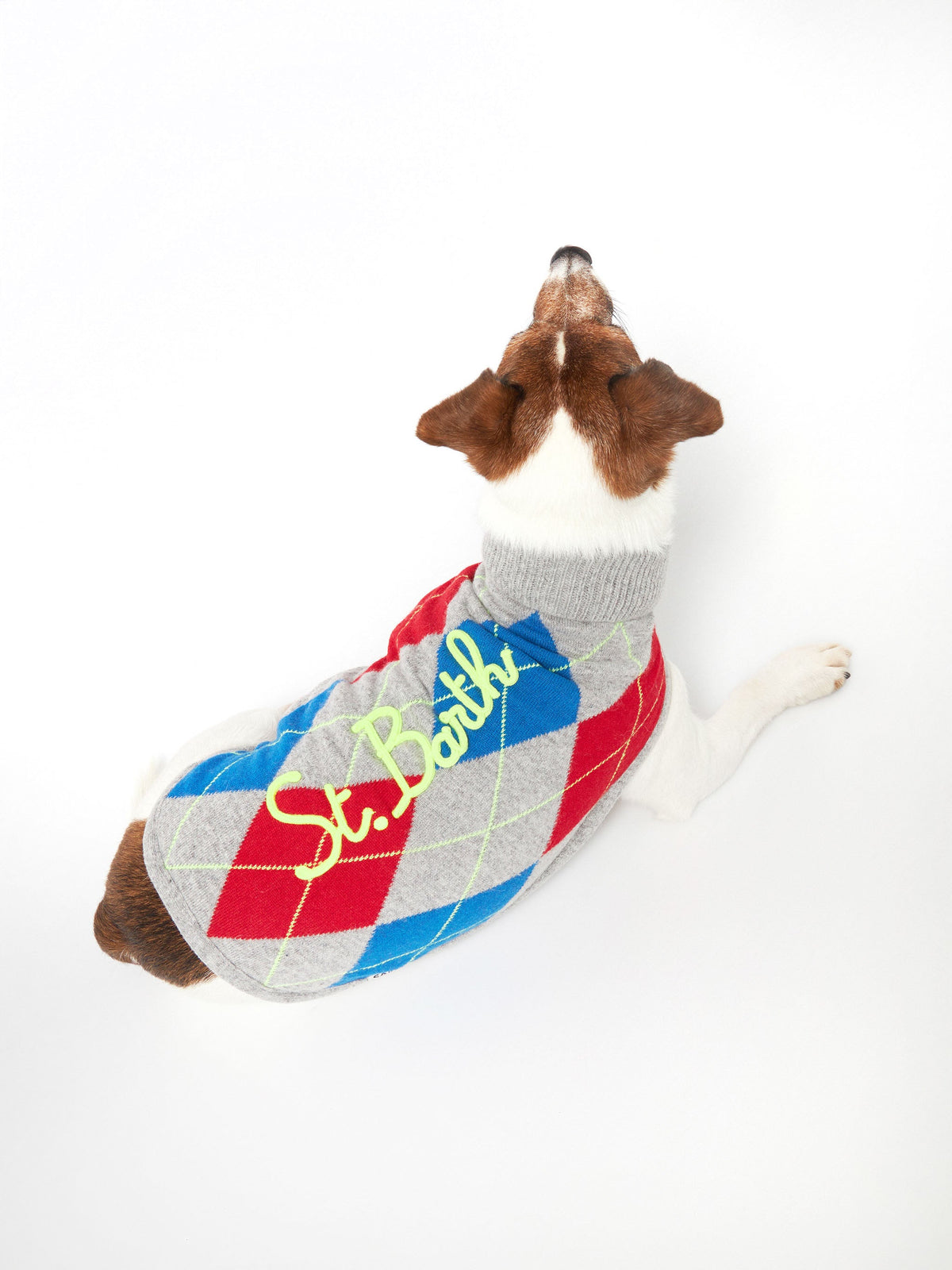 Maglione per cani Pulldoger grigio chiaro melange con motivo argyle