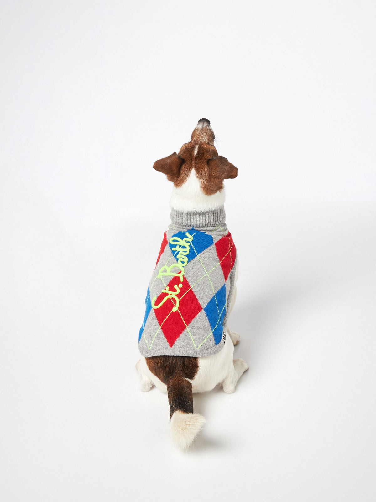 Maglione per cani Pulldoger grigio chiaro melange con motivo argyle