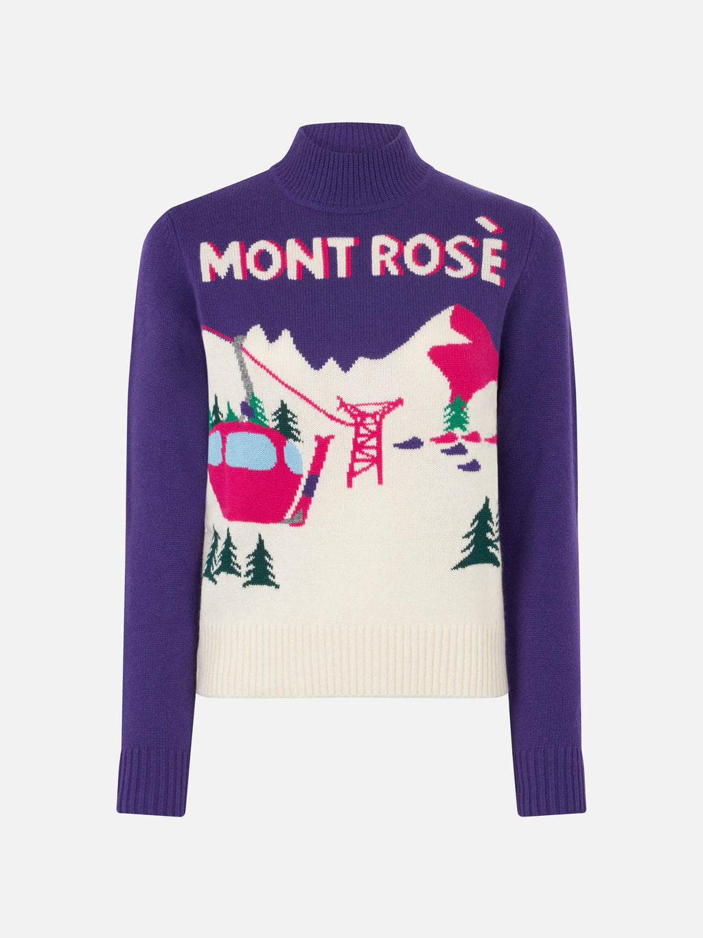 Maglia girocollo Peak viola con jacquard cartolina Mont Rosè