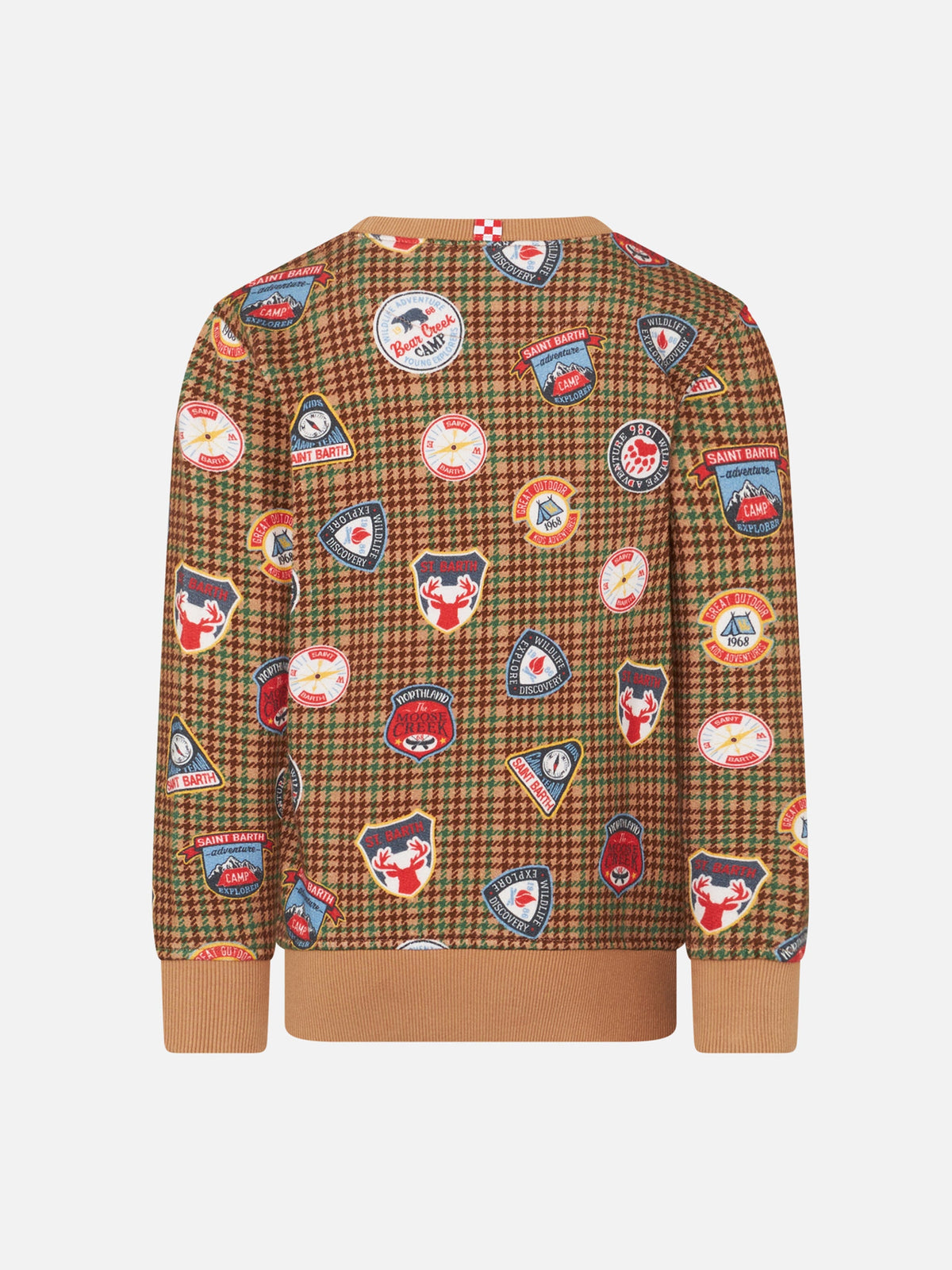 Felpa girocollo Perth con stampa pied de poule e patch