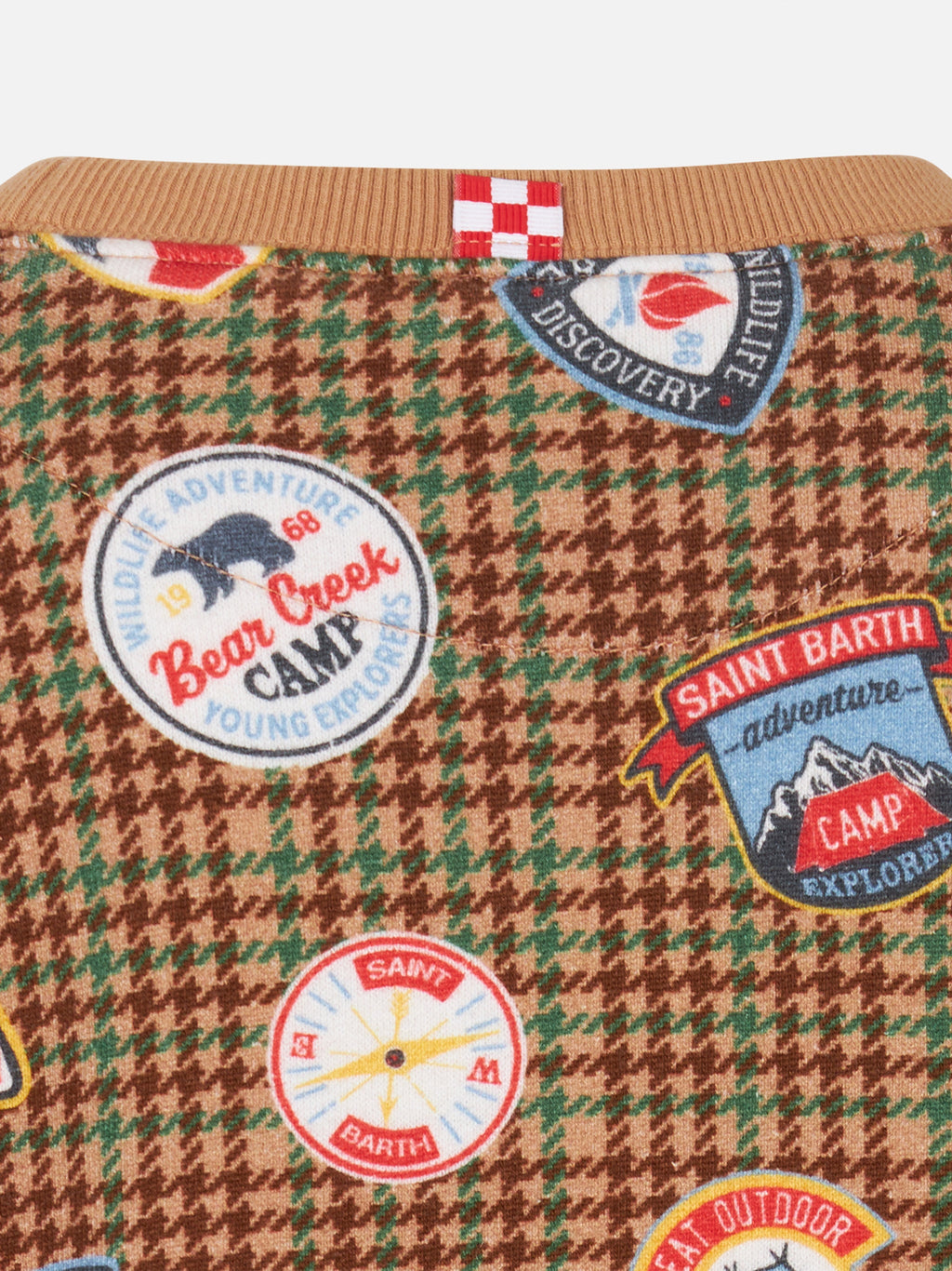 Felpa girocollo Perth con stampa pied de poule e patch