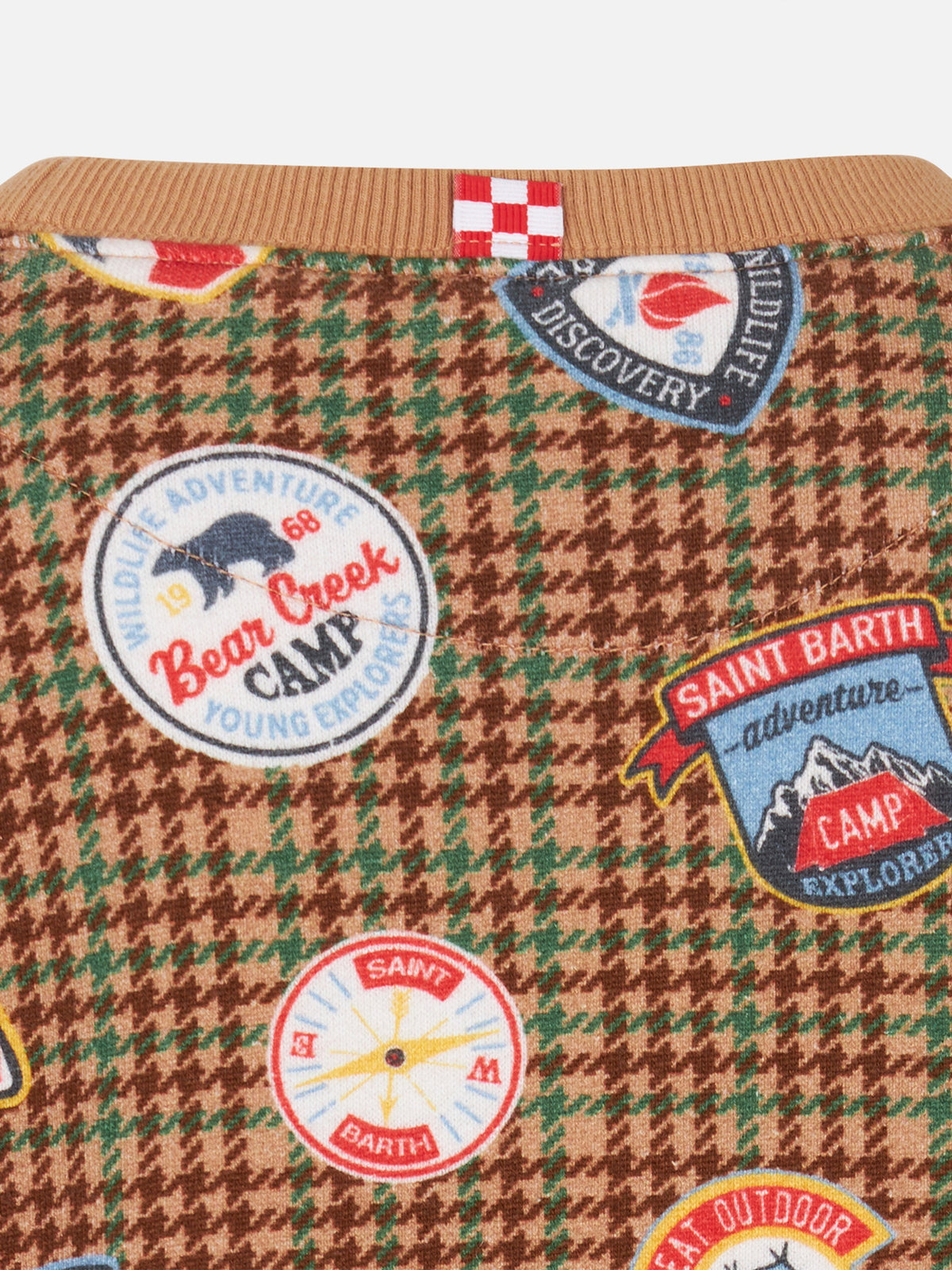 Felpa girocollo Perth con stampa pied de poule e patch
