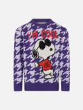 Maglia girocollo Princess viola con jacquard Snoopy | Special Edition