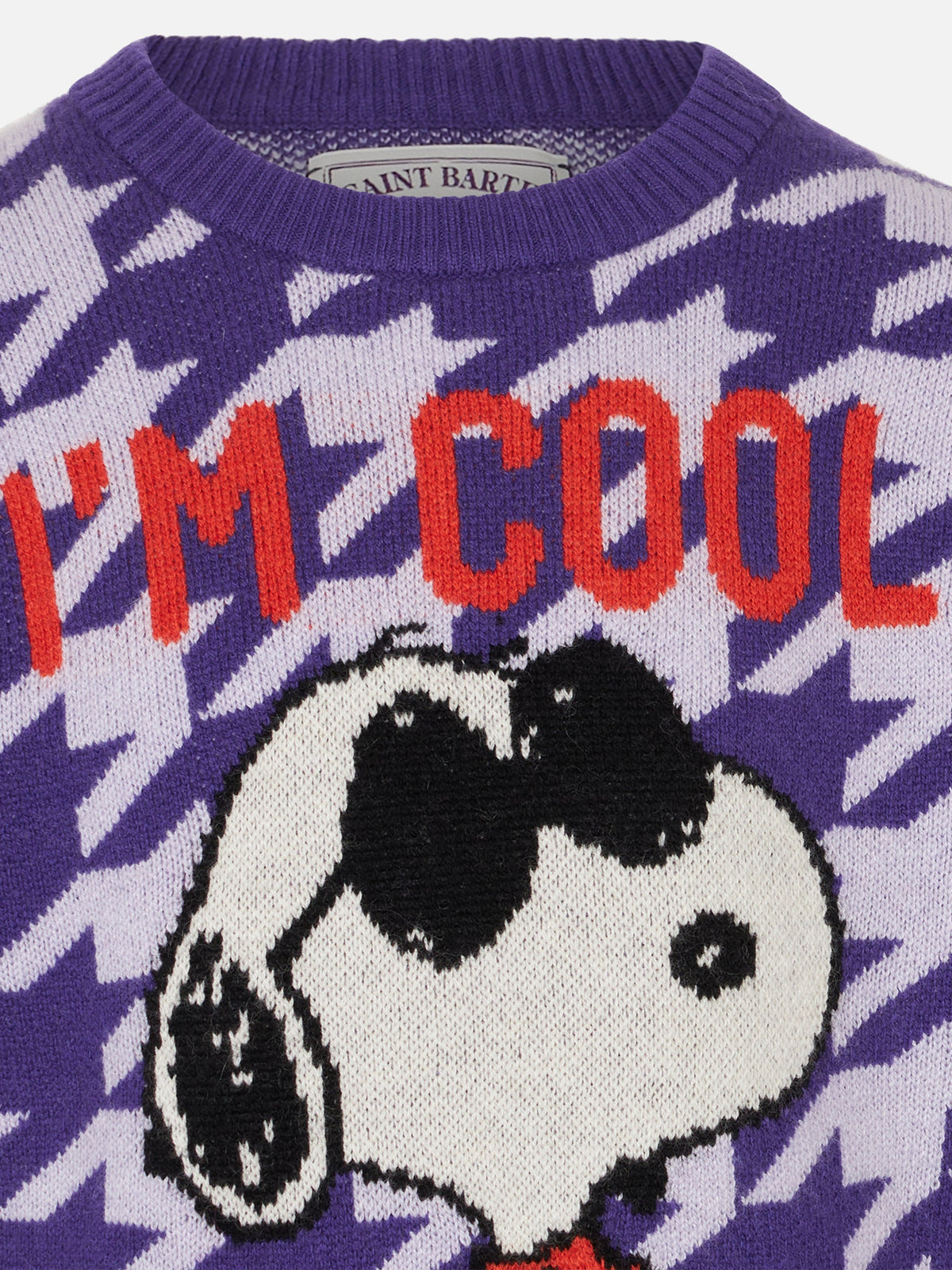 Maglia girocollo Princess viola con jacquard Snoopy | Special Edition