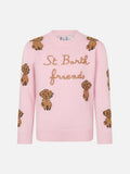 Maglia girocollo Princess Soft rosa con ricamo St. Barth Friends