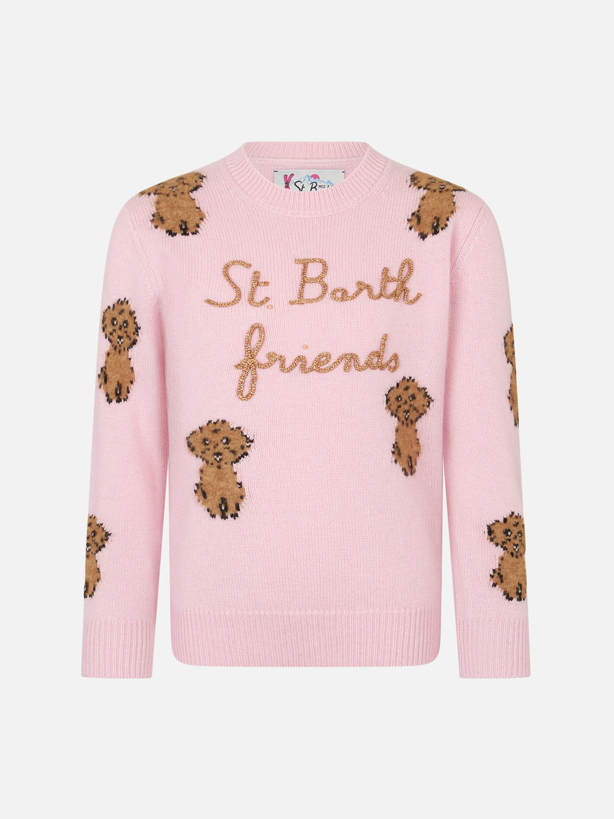 Maglia girocollo Princess Soft rosa con ricamo St. Barth Friends